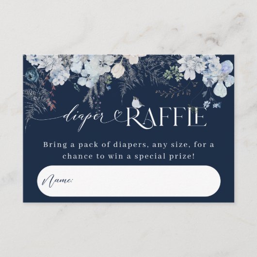 寒い外の冬のフローラ鹿の赤ちゃんシャワーブック エンクロージャーカード (正面)