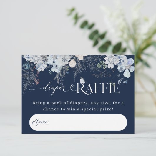 寒い外の冬のフローラ鹿の赤ちゃんシャワーブック エンクロージャーカード (スタンド正面)