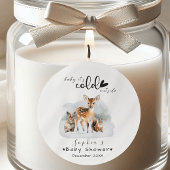 寒い外の冬の森の動物ベビーシャワー ラウンドシール