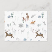 寒い外の冬の花と鹿のベイビーシャワーブック エンクロージャーカード (裏面)