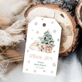 寒い外の極熊ベビーシャワーありがとう ギフトタグ