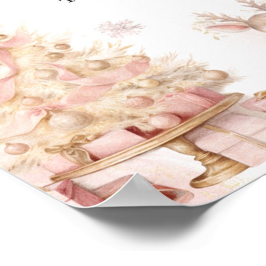 寒い外の鹿の冬の赤ん坊の女の子シャワーの好意 ポスター (角)