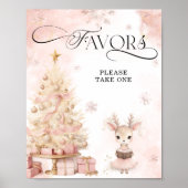 寒い外の鹿の冬の赤ん坊の女の子シャワーの好意 ポスター (正面)