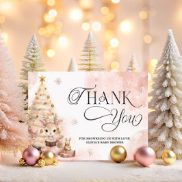 寒い外ピンクの冬の赤ちゃんシャワーありがとう カード