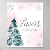 寒い外ピンクの冬の赤ちゃんシャワーの好意 ポスター (正面)