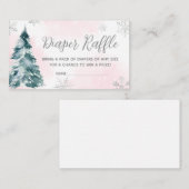 寒い外ピンク冬の赤ちゃんシャワーおむつラッフル エンクロージャーカード (正面/裏面)