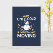 寒い天気でのランニング - 祭りの雪だるまの名言 カード (黄色い花)