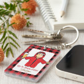 寒い天気アラスカン雪おもしろいことわざのための彼 キーホルダー (正面右)