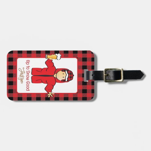 寒い天気アラスカン雪おもしろいことわざのための彼 ラゲッジタグ (正面横)