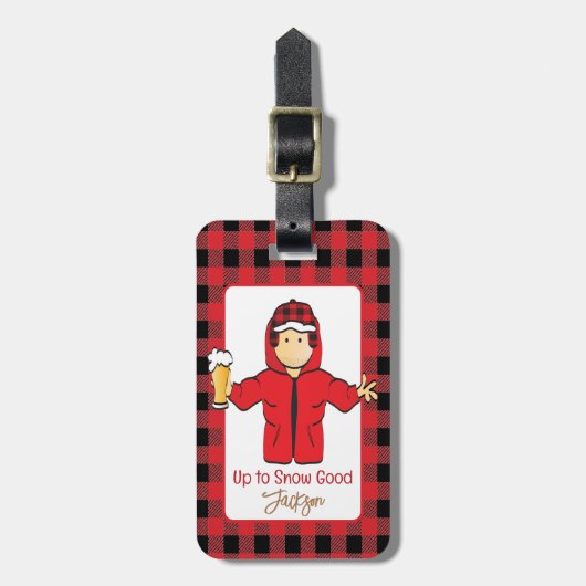 寒い天気アラスカン雪おもしろいことわざのための彼 ラゲッジタグ (正面縦)