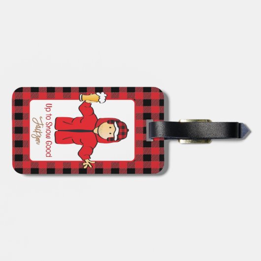 寒い天気アラスカン雪おもしろいことわざのための彼 ラゲッジタグ (裏面横)