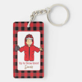 寒い天気クルーズ雪のおもしろいジョーク漫画 キーホルダー (裏面)