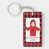 寒い天気クルーズ雪のおもしろいジョーク漫画 キーホルダー (正面)