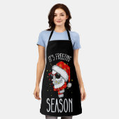 寒い季節の冬の雪のクリスマスホリデー エプロン (着用した状態)