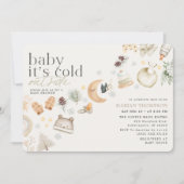 寒い屋外の冬の赤ちゃんシャワー中性カラー 招待状 (正面)