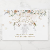 寒い屋外の最も近いラインベビースシャワー彼女のポップ スパークリングワインラベル (シングルラベル)