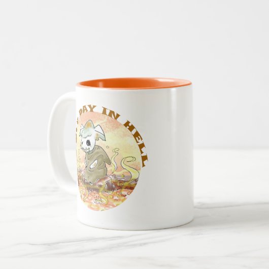 寒い日の地獄でかわいいコーヒーマグ ツートーンマグカップ (正面左)