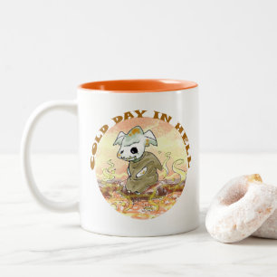 寒い日の地獄でかわいいコーヒーマグ ツートーンマグカップ