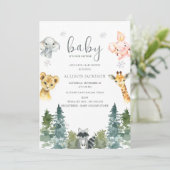 寒い森の外でベビーシャワー 招待状 (スタンド正面)