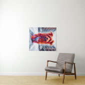 寒い雪に覆われた都市夕べのホームレス犬 タペストリー (インサイチュ(横))