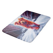 寒い雪に覆われた都市夕べのホームレス犬 バスマット (アングル)