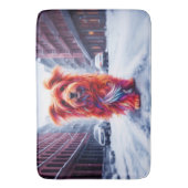 寒い雪に覆われた都市夕べのホームレス犬 バスマット (正面縦)