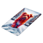 寒い雪に覆われた都市夕べのホームレス犬 マグネット (左側)