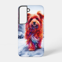 寒い雪に覆われた都市夕べのホームレス犬 SAMSUNG GALAXY S22ケース