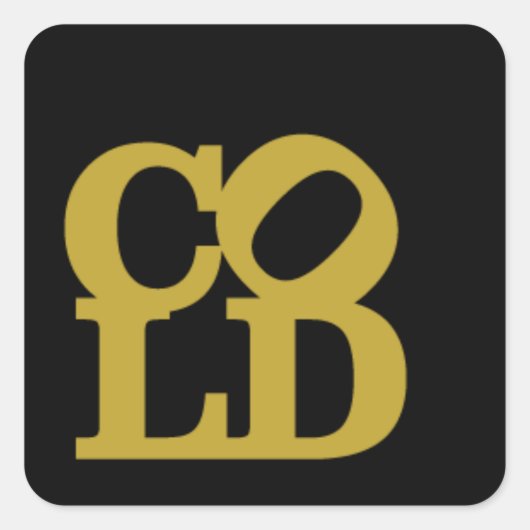 寒い – 金ゴールドオン黒 スクエアシール (正面)