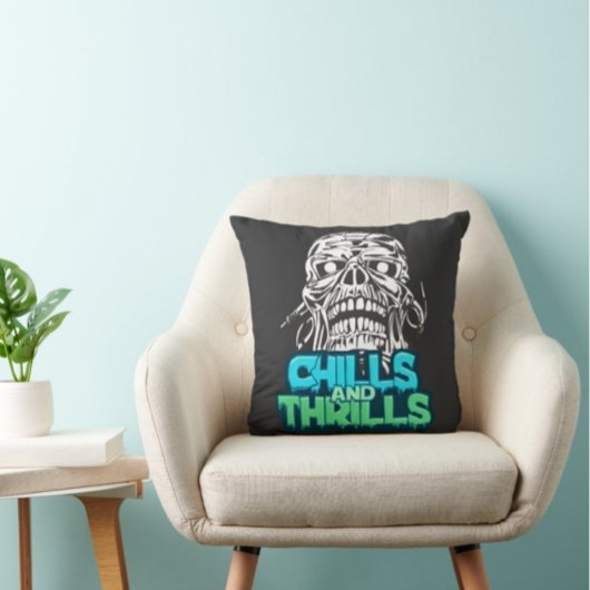 寒さとスリルスカルグラフィックハロウィーンホラー クッション