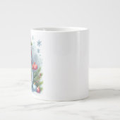 寒さと雪の上のクリスマス雪だるま ジャンボコーヒーマグカップ (正面)