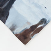 寒さの中の馬 フリースブランケット (角)