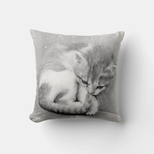寒冷で冷ややかな子猫の枕 クッション (正面)