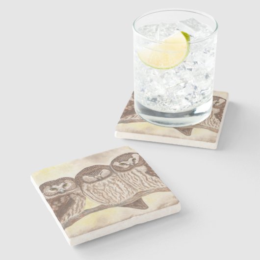 寒帯のフクロウのコースター ストーンコースター (横)