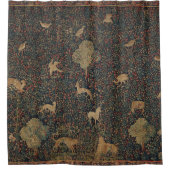 寓意的なミルフルール動物とのタペストリー シャワーカーテン (正面)