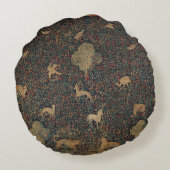 寓意的なミルフルール動物とのタペストリー ラウンドクッション (裏面)