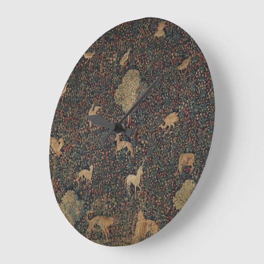 寓意的なミルフルール動物とのタペストリー ラージ壁時計 (傾斜)