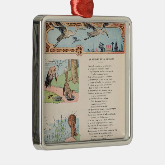 寓話からのこうのとりそしてキツネ メタルオーナメント (右)