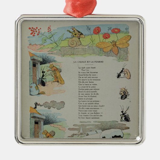 寓話からの蝉そして蟻 メタルオーナメント (正面)
