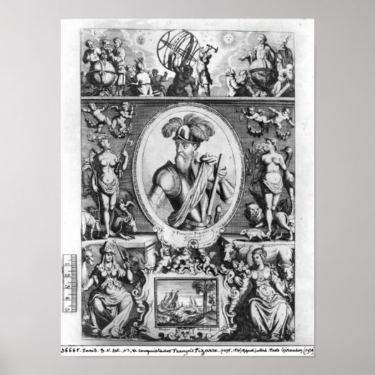 寓話的なフランシスコ・ピサロのポートレート ポスター (正面)