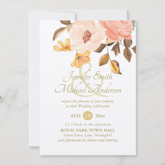 寛大なサンゴ金ゴールドフローラ結婚ブーケの花 (正面)