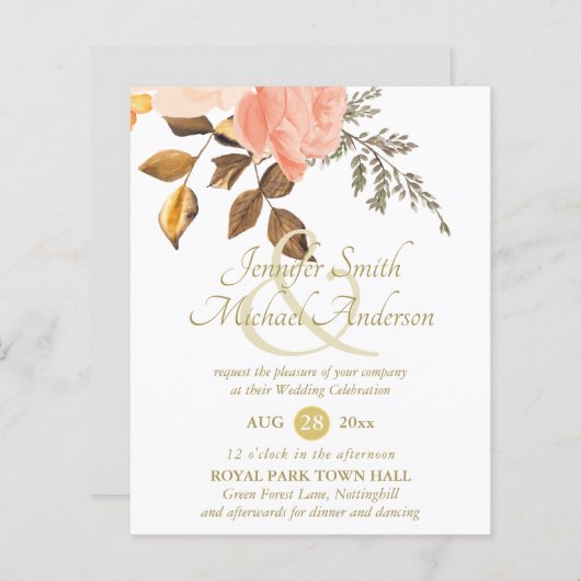 寛大なサンゴ金ゴールドフローラ結婚ブーケの花 (正面/裏面)