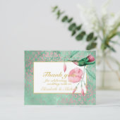 寛大なミントピンクハミングバードフローラありがとう ポストカード (スタンド正面)