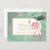 寛大なミントピンクハミングバードフローラありがとう ポストカード (正面/裏面)