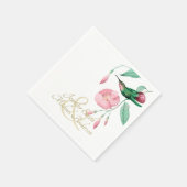 寛大なミントピンクハミングバードフローラつる植物花 スタンダードカクテルナプキン (角)