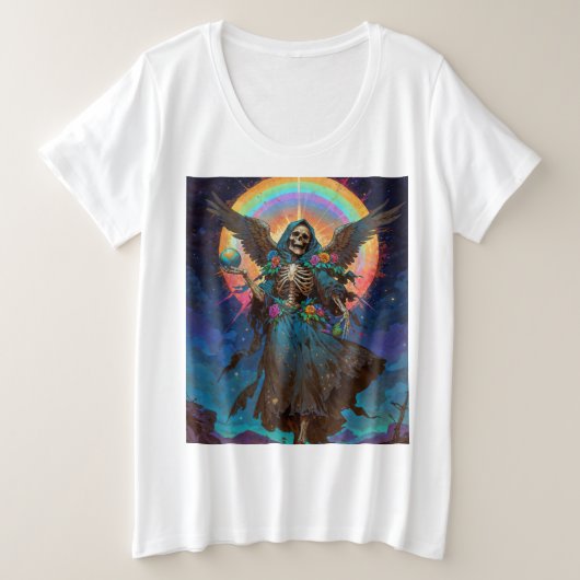 寛大な影 サンタ・ムエルテ プラスサイズTシャツ (デザイン正面)