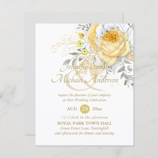 寛大な白い金ゴールドローズブーケ結婚式の花 (正面/裏面)