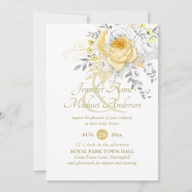 寛大な白金ゴールドバラブーケベビーシャワー (正面)