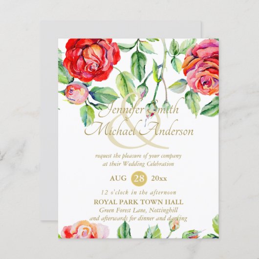 寛大な赤いバラの水の色の金ゴールドアンパサンド (正面/裏面)