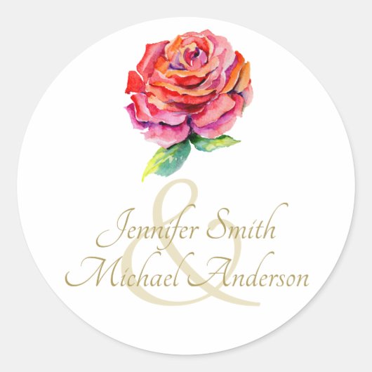 寛大な赤いローズウォーターの色の金ゴールド結婚 ラウンドシール (正面)